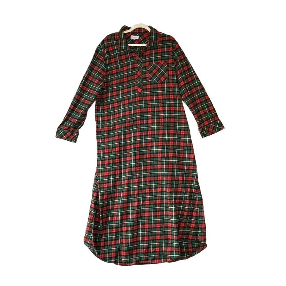 Pajamagram Large Red Green Christmas Flannel Nightgown